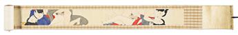 (EROTICA -- JAPANESE.) Meiji period shunga scroll depicting 6 different sex acts in the ukiyo-e style.